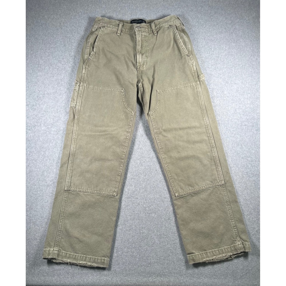Abercrombie & Fitch Baggy Carpenter Pants 29x30 Fits 30x28 Double Knee Green